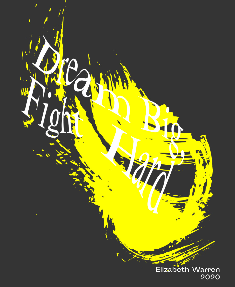 T-shirt Slogan Politique noir : Dream Big, Fight Hard 