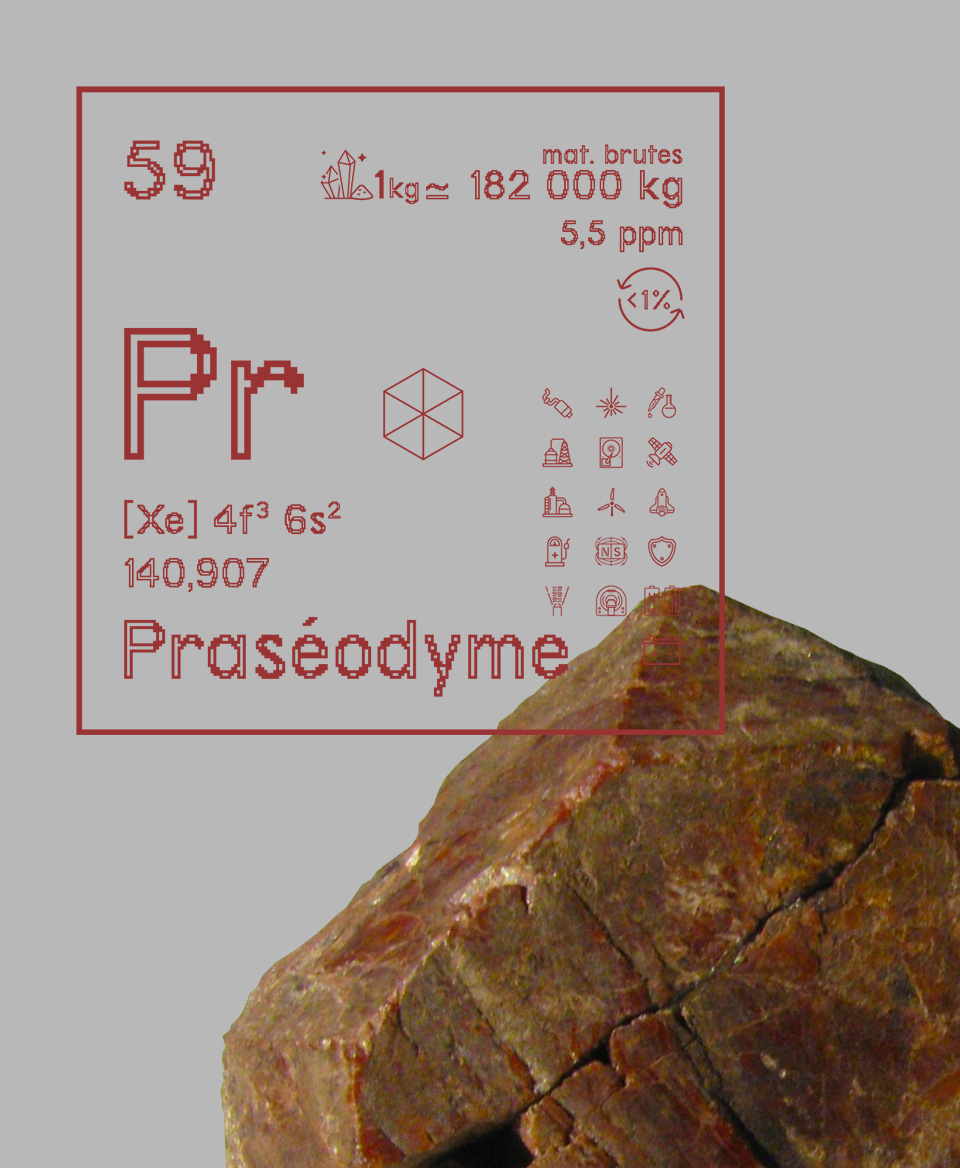 T-shirt blanc Terres rares 59 - Pr - Praséodyme