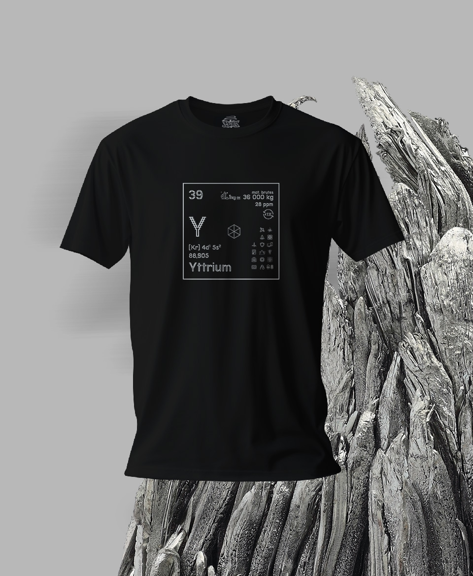 T-shirt noir Terres rares 39 - Y - Yttrium