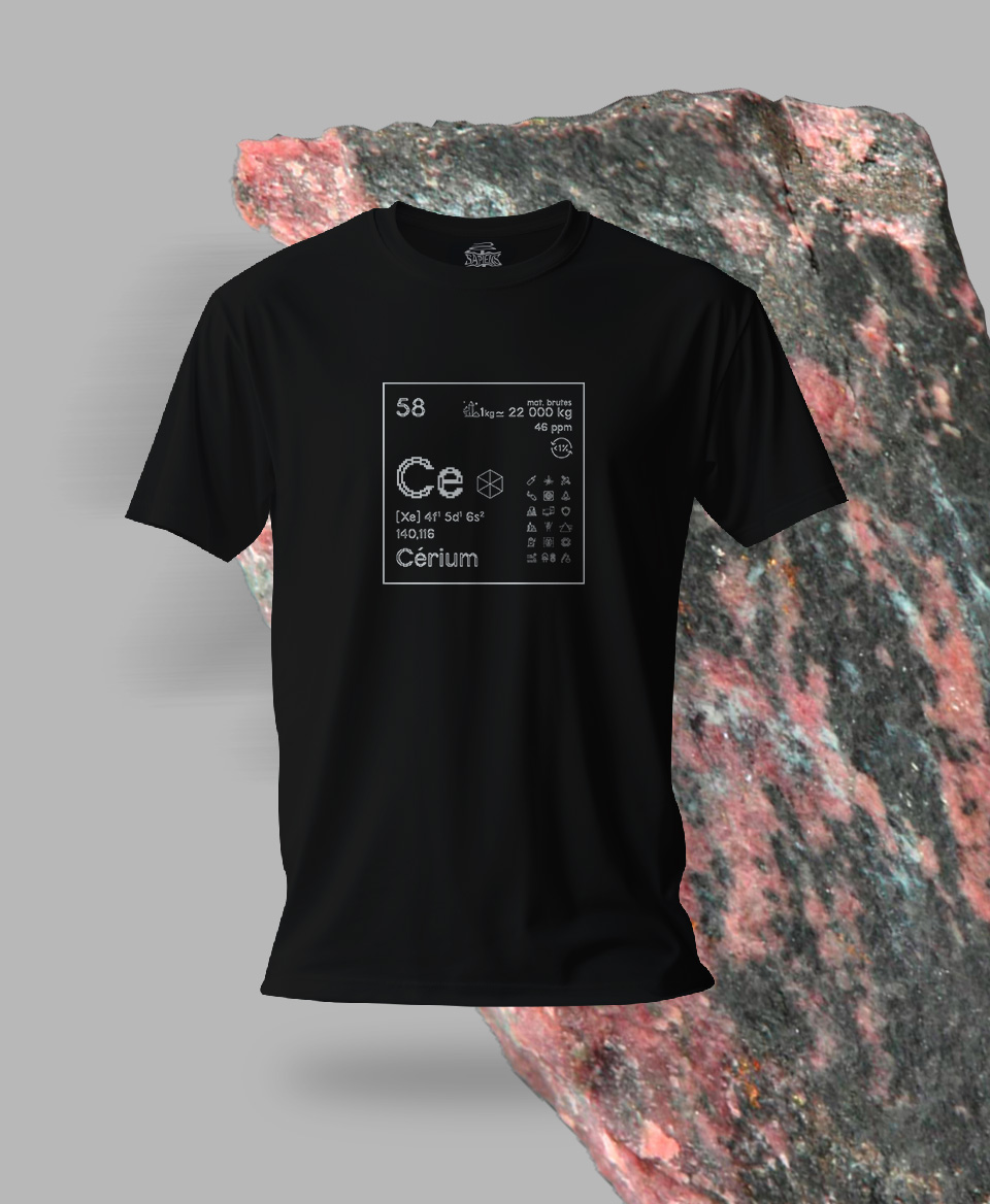 T-shirt noir Terres rares 58 - Ce - Cérium