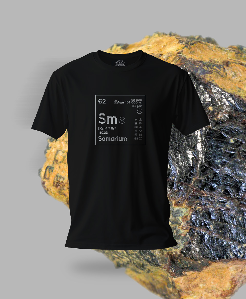T-shirt noir Terres rares 62 - Sm - Samarium