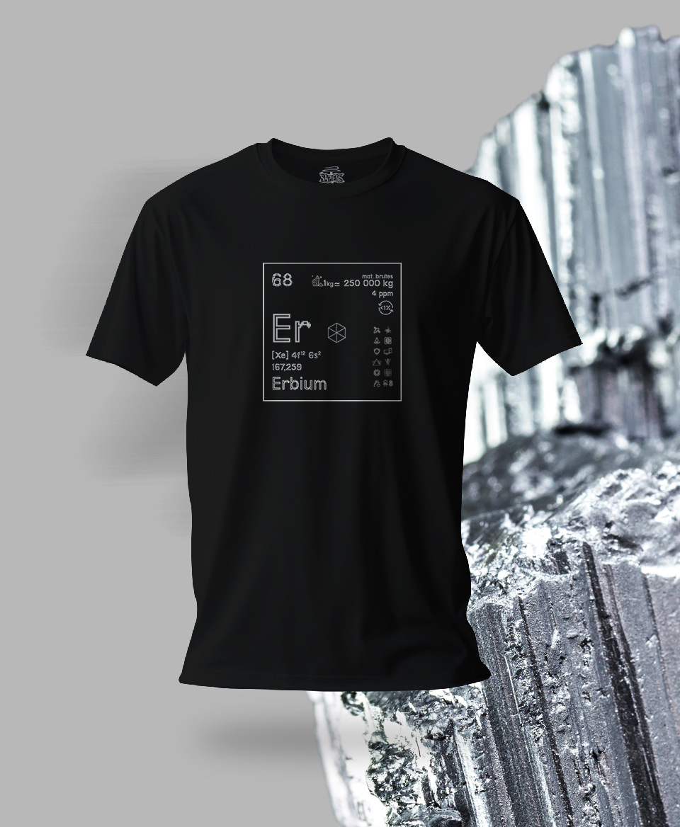 T-shirt noir Terres rares 68 - Er - Erbium