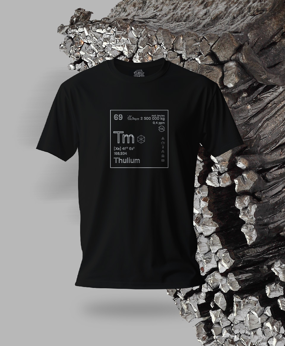 T-shirt noir Terres rares 69 - Tm - Thulium