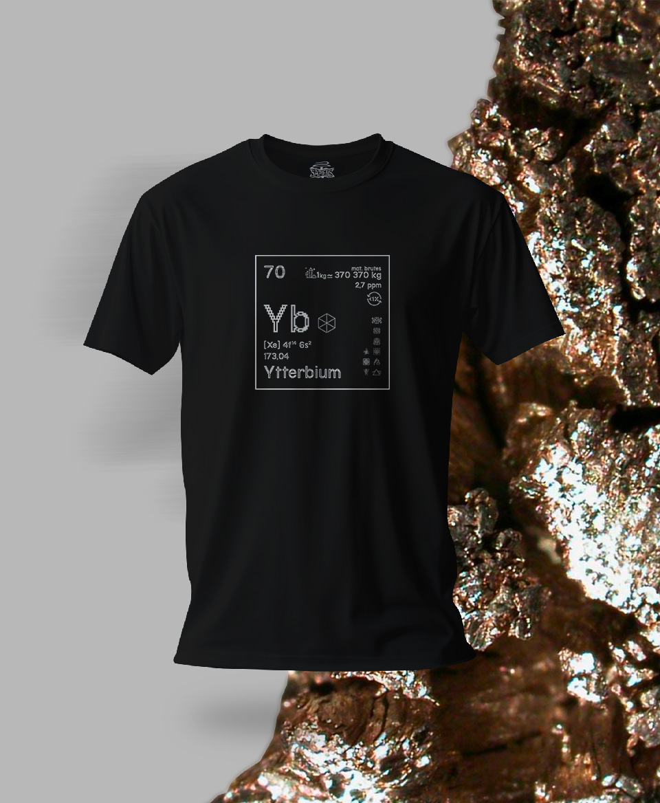 T-shirt noir Terres rares 70 - Yb - Ytterbium