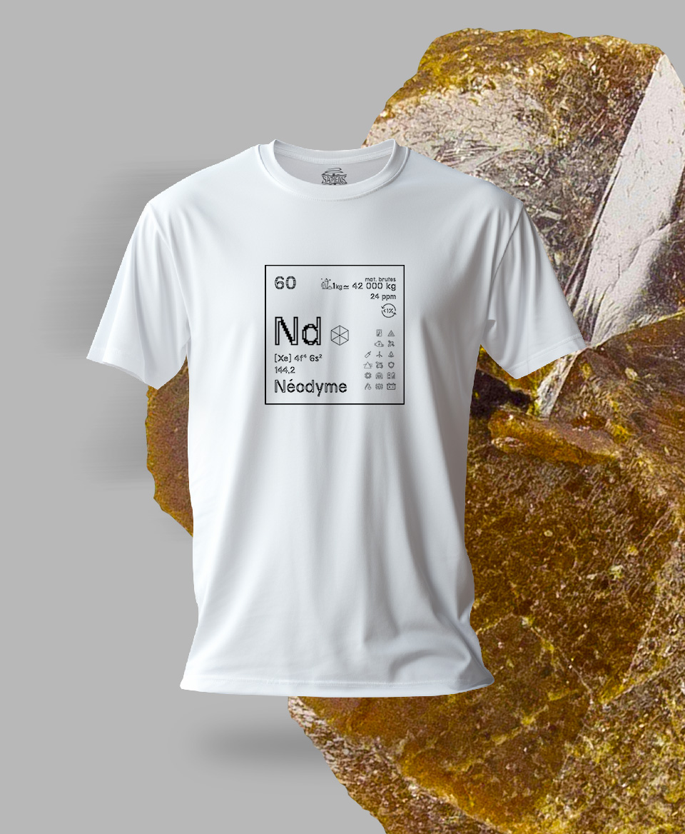 T-shirt blanc Terres rares 60 - Nd - Néodyme