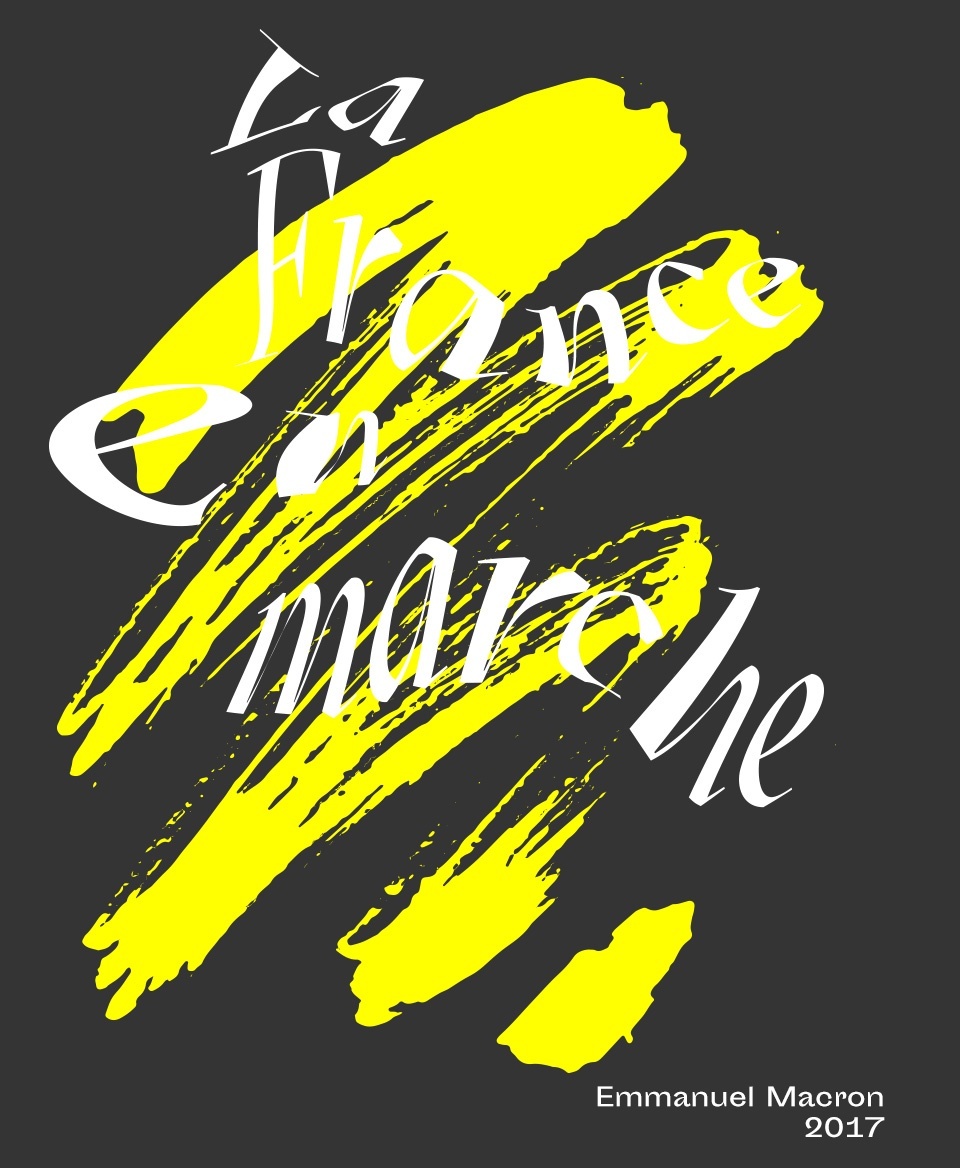 T-shirt Slogan Politique noir : La France en marche 