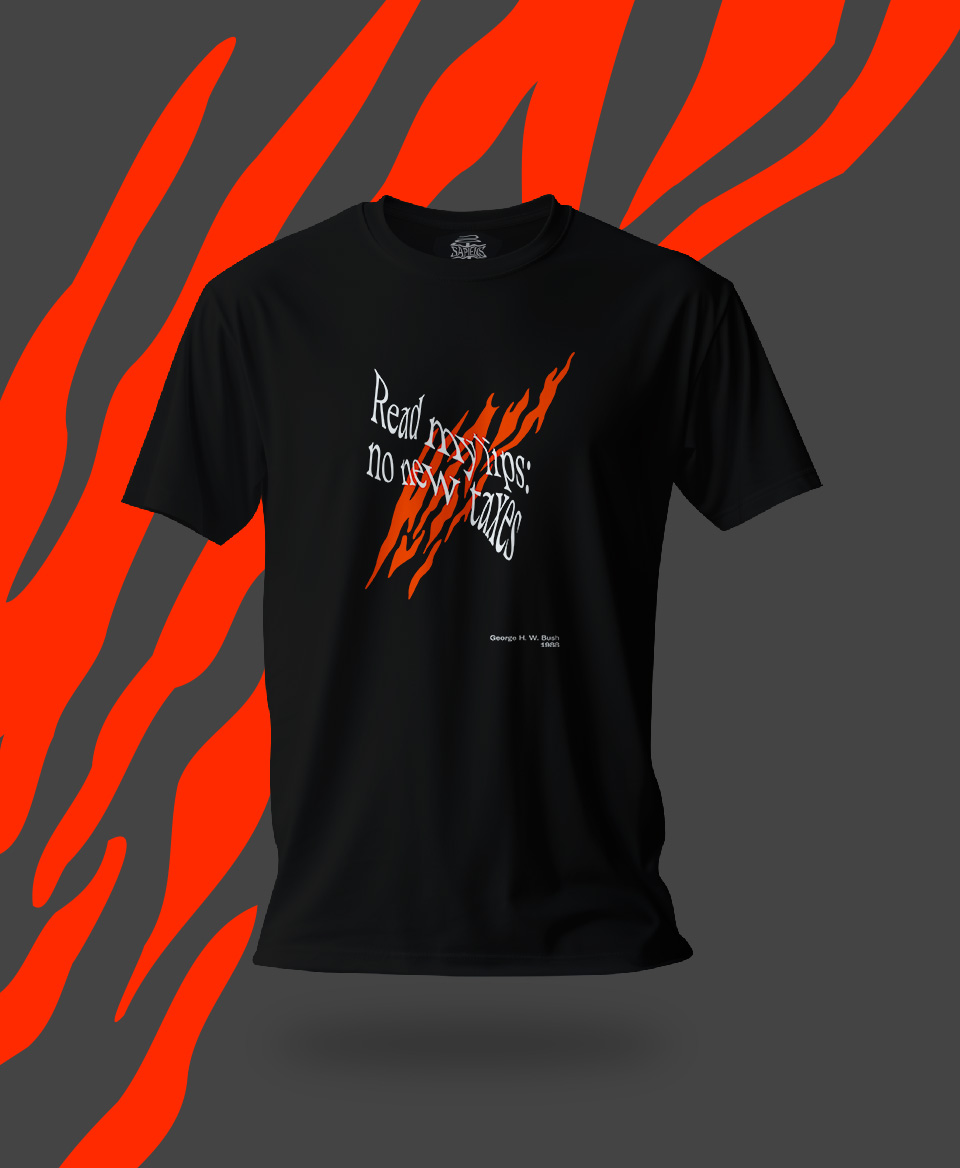 T-shirt Slogan Politique noir : Read my lips: no new taxes