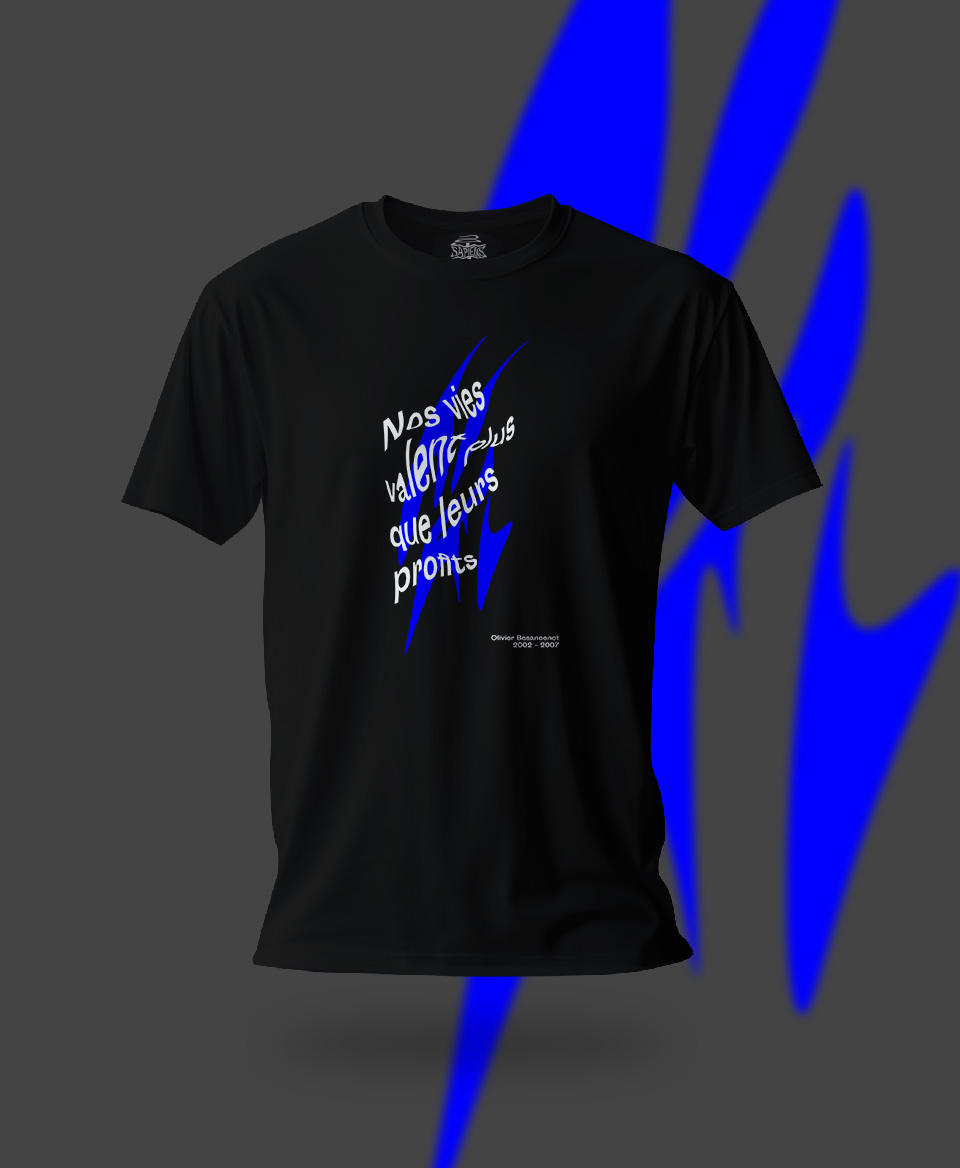 T-shirt Slogan Politique noir : Nos vies valent plus que leurs profits 