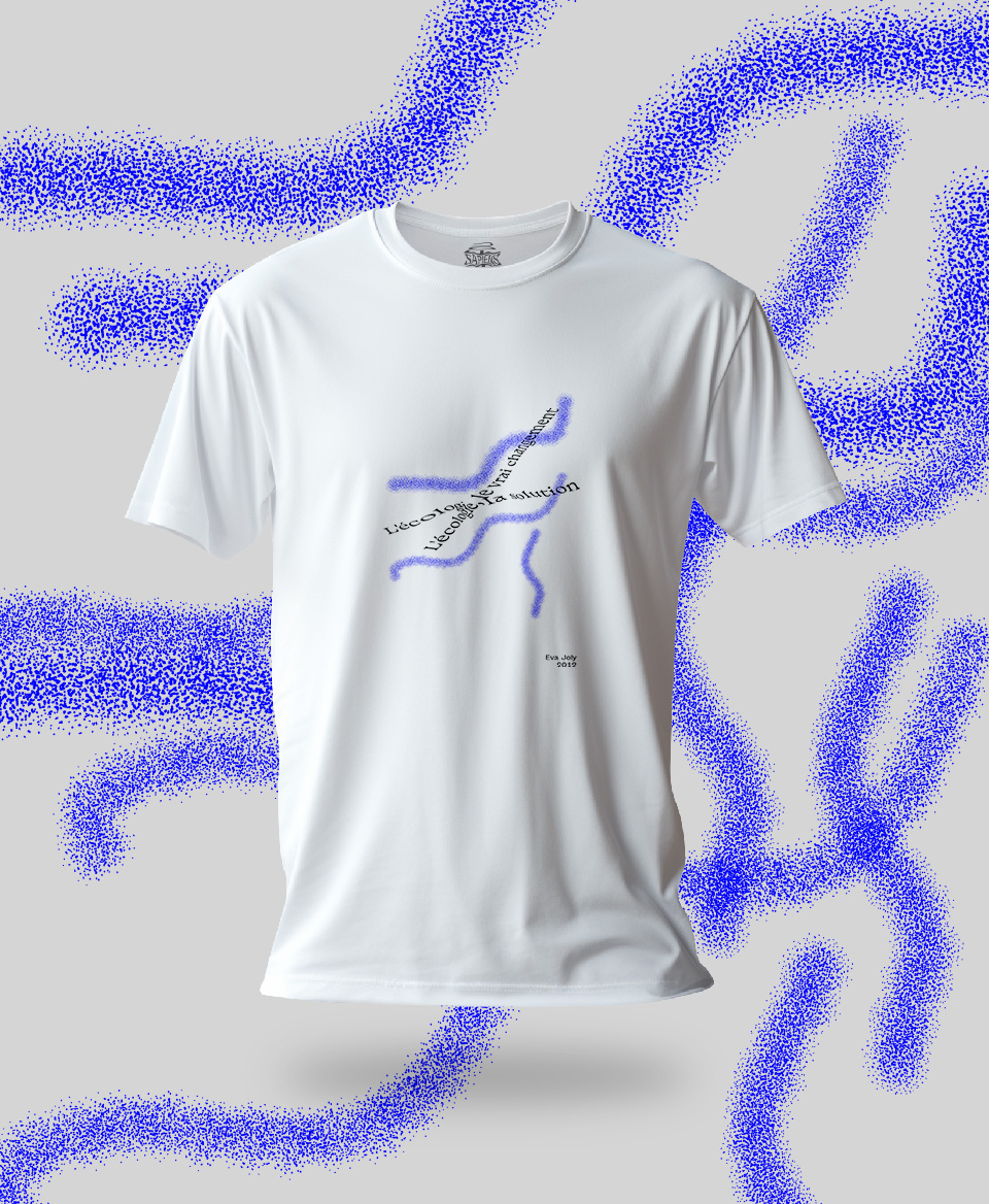 T-shirt Slogan Politique blanc : L'écologie, la solution. L'écologie, le vrai changement 