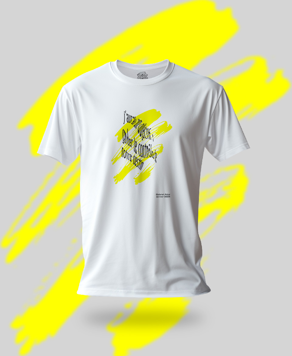 T-shirt Slogan Politique blanc : j’aurai un objectif : garder le contrôle de notre destin