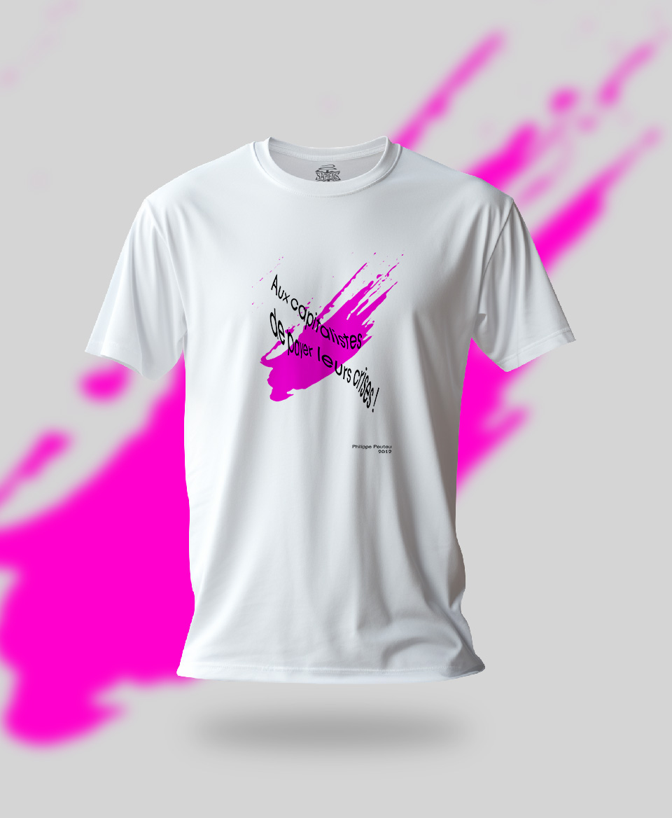 T-shirt Slogan Politique blanc : Aux capitalistes de payer leurs crises !