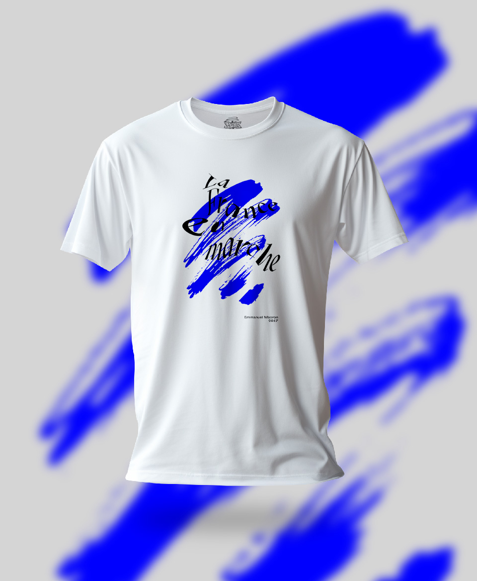 T-shirt Slogan Politique blanc : La France en marche