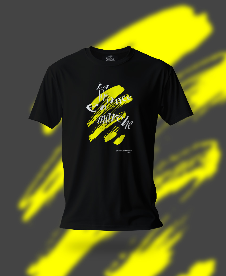 T-shirt Slogan Politique noir : La France en marche 