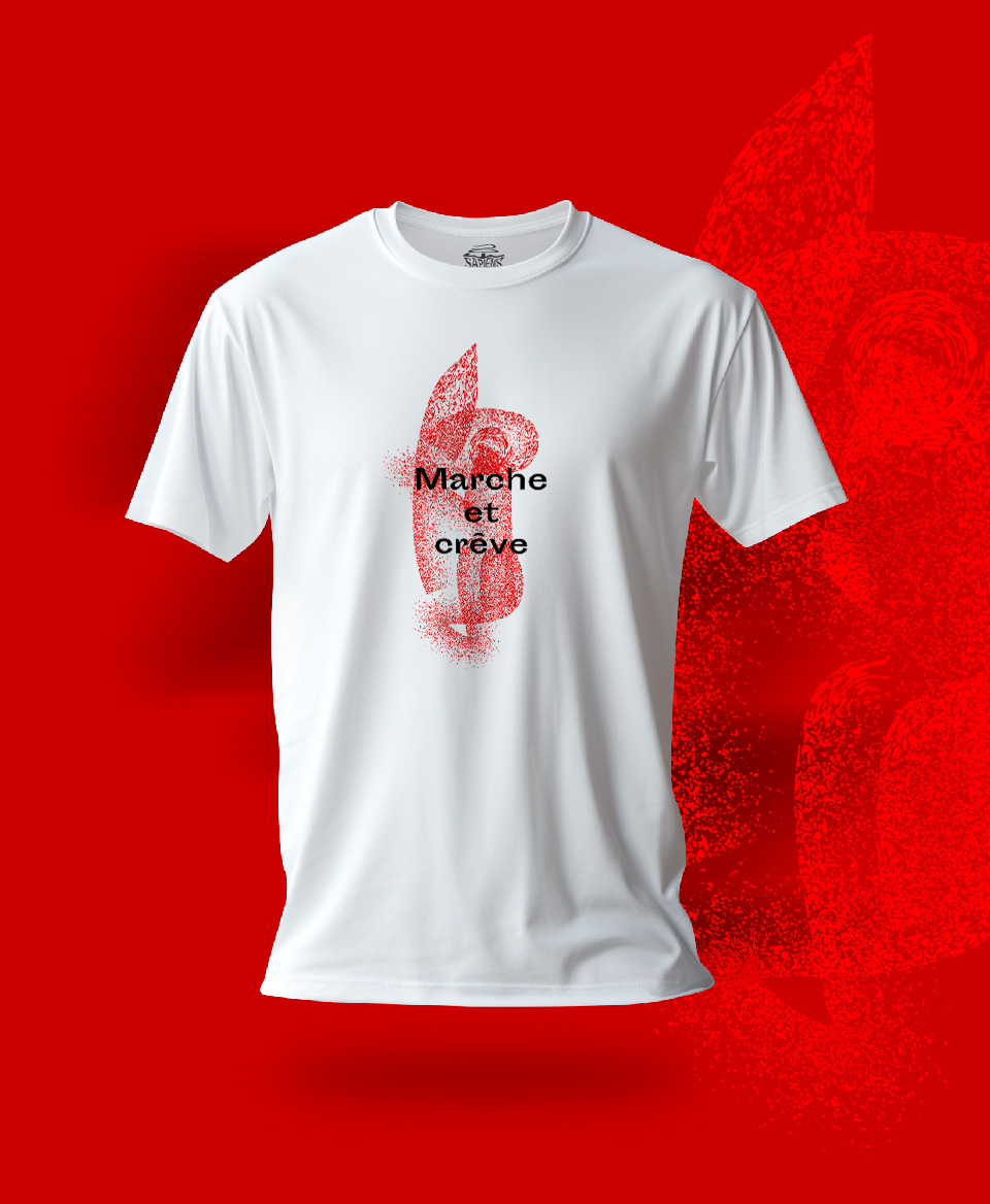 T-shirt Social blanc : Marche et crève