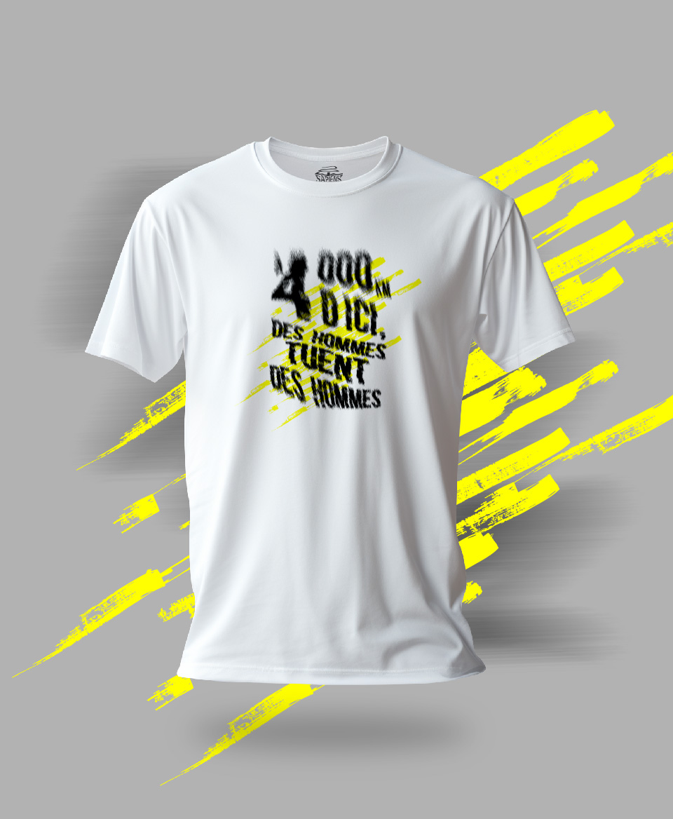 T-shirt Social blanc : à 4 000 km d'ici, des hommes tuent des hommes