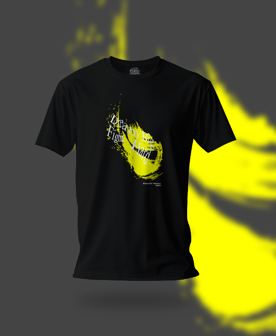 T-shirt Slogan Politique noir : Dream Big, Fight Hard 