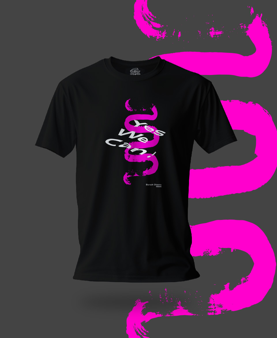 T-shirt Slogan Politique noir : Yes We Can! (Oui, on le peut!) 
