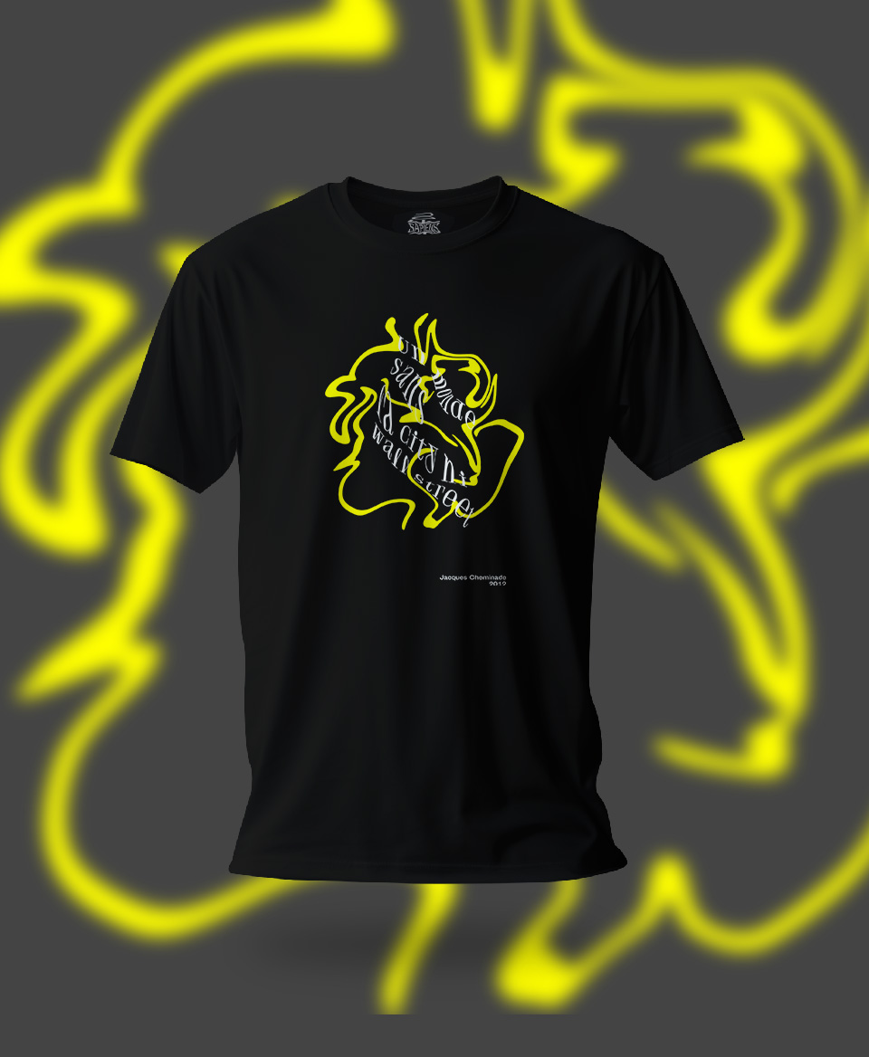 T-shirt Slogan Politique noir : Un monde sans la City ni Wall Street