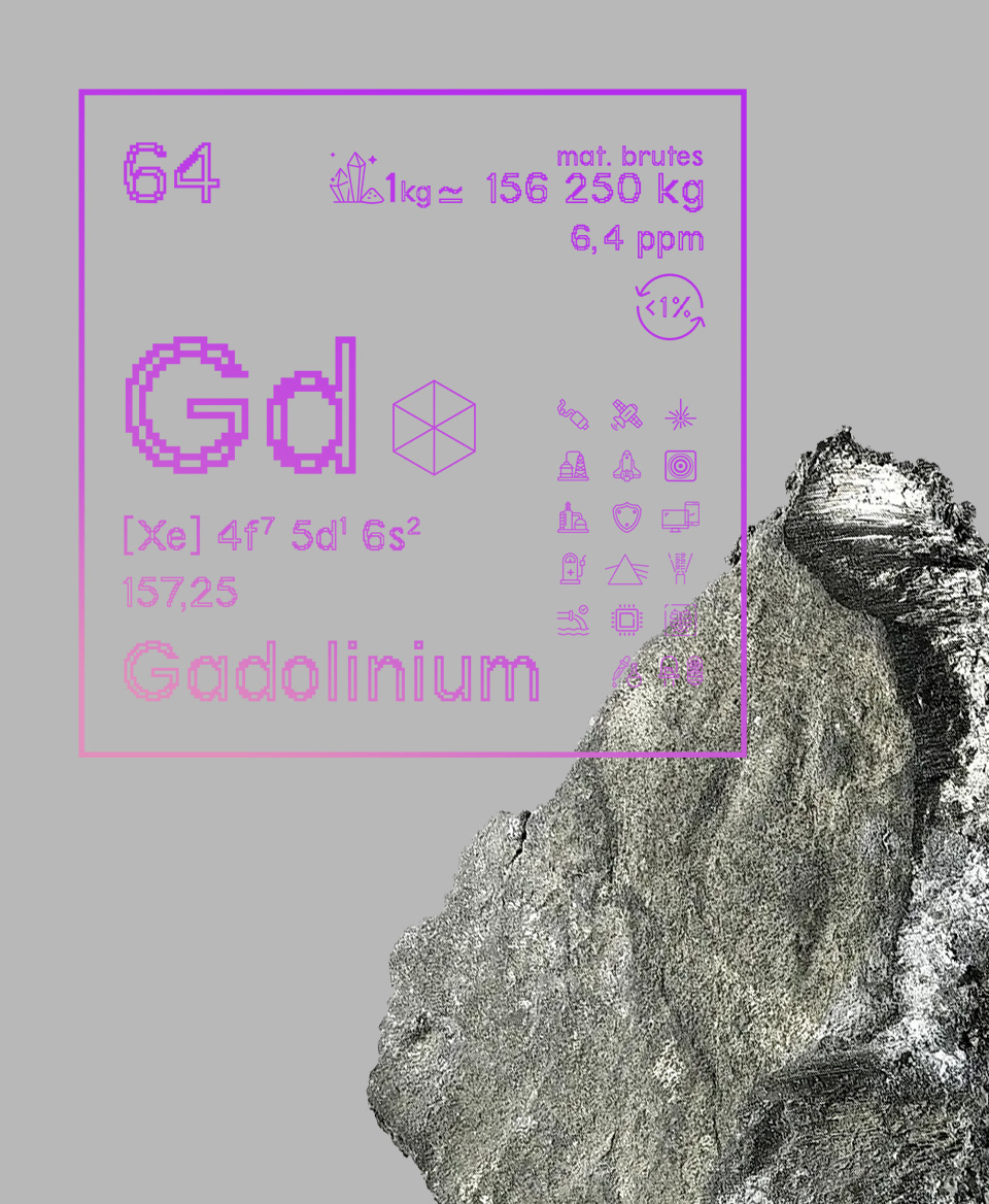 T-shirt blanc Terres rares 64 - Gd - Gadolinium