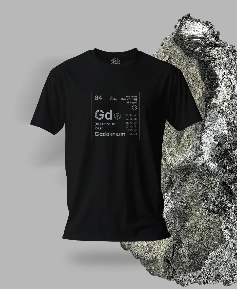 T-shirt noir Terres rares 64 - Gd - Gadolinium