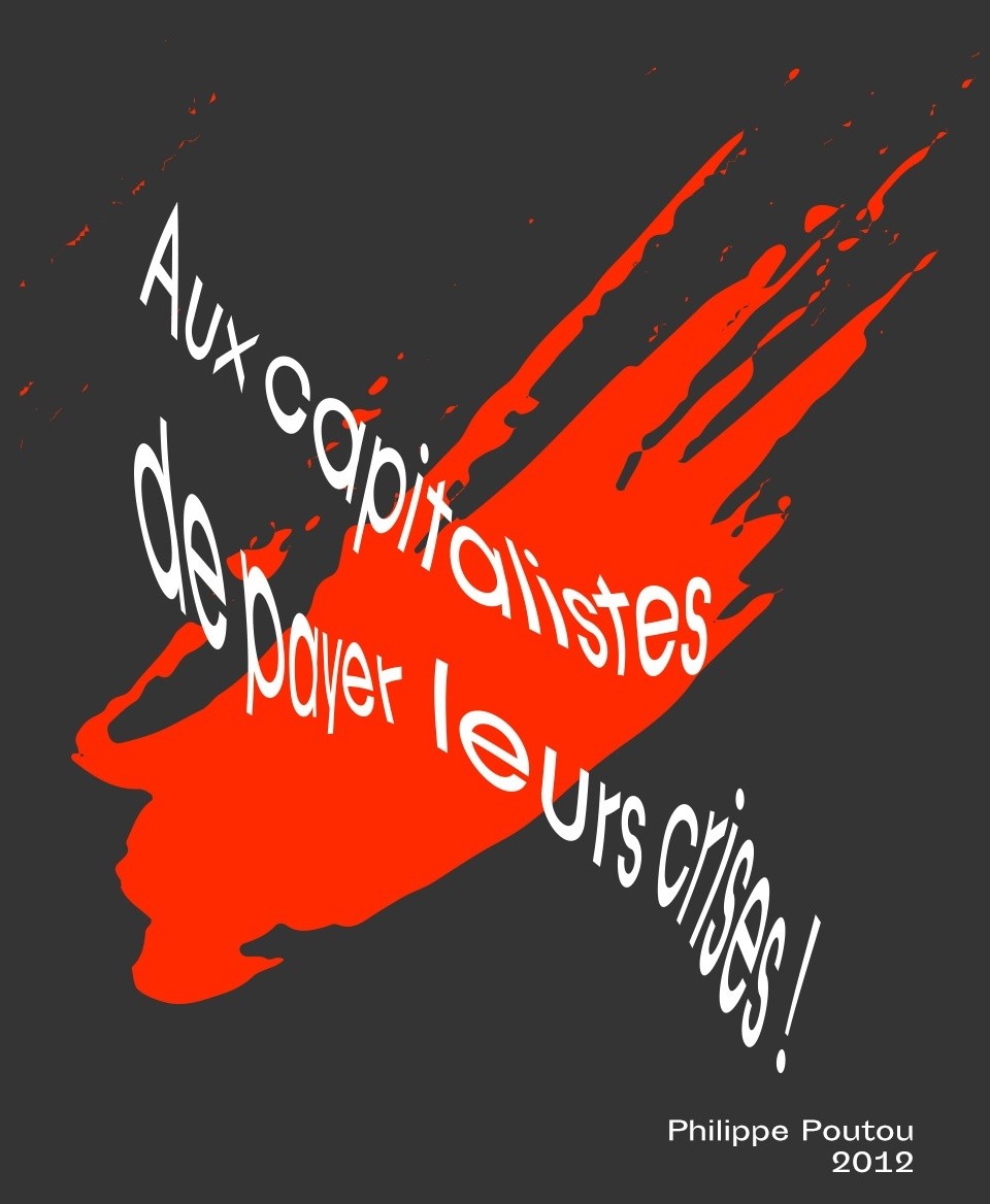 T-shirt Slogan Politique noir : Aux capitalistes de payer leurs crises !