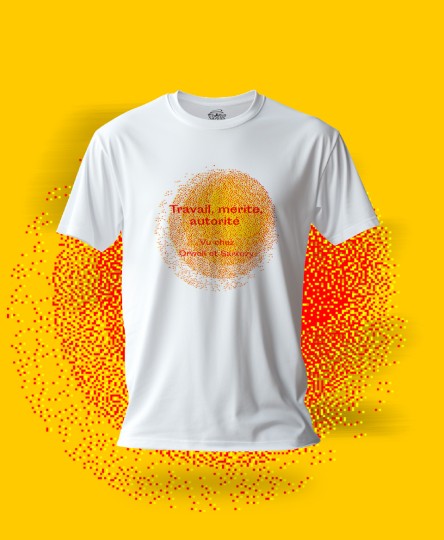 T-shirt Social blanc : Travail, mérite, autorité. *vue chez Orwell et Sarkozy 