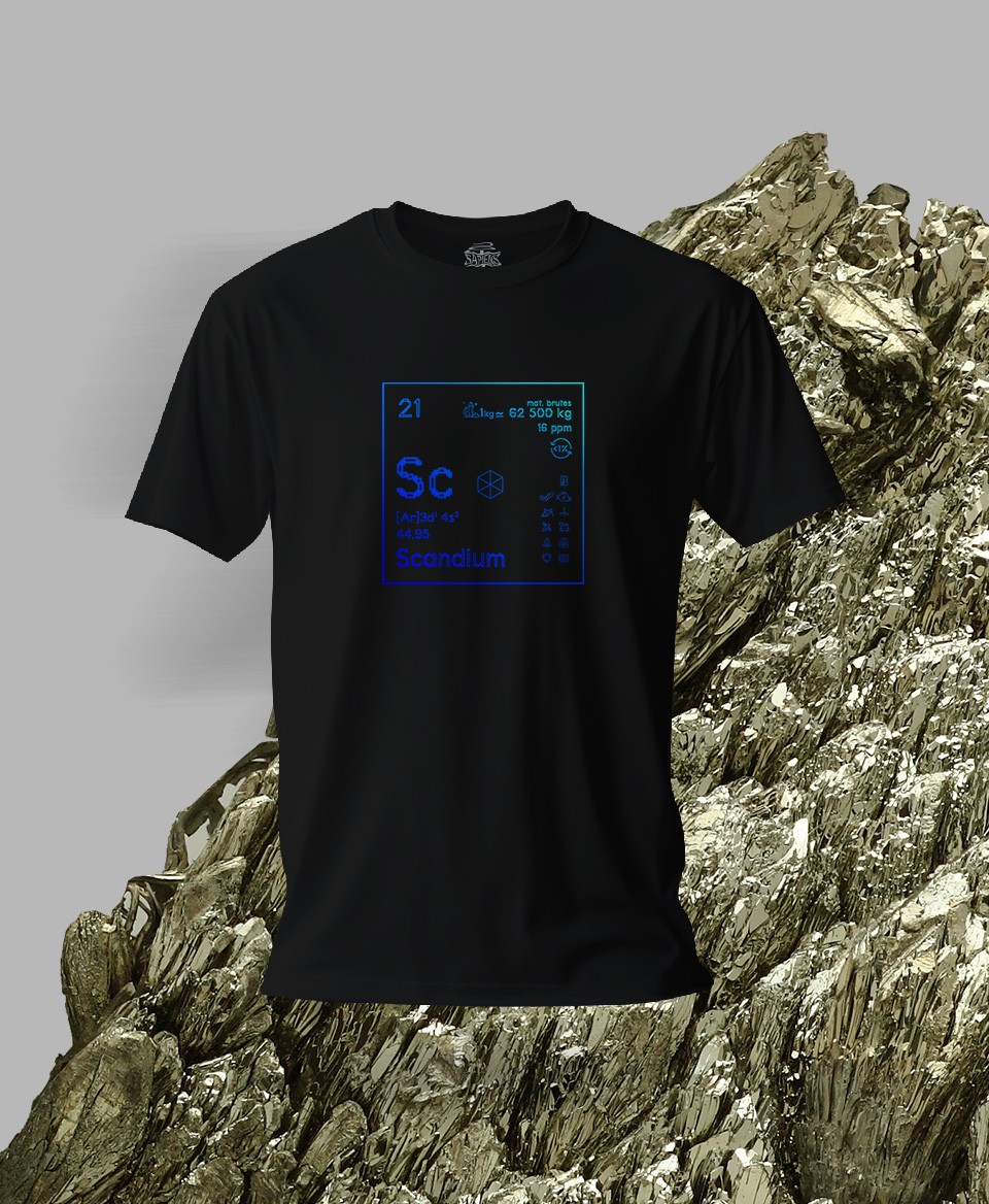 T-shirt noir Terres rares 21 Sc - Scandium