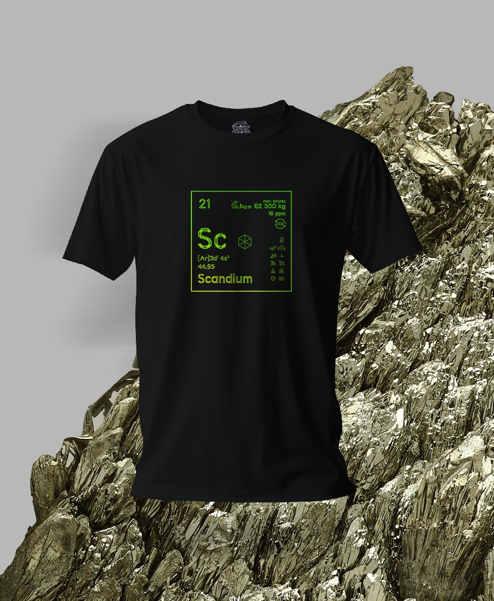 T-shirt noir Terres rares 21 Sc - Scandium