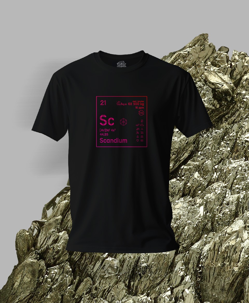 T-shirt noir Terres rares 21 Sc - Scandium