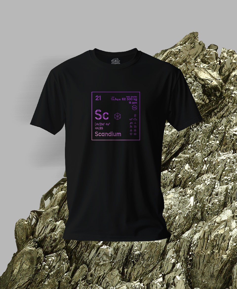 T-shirt noir Terres rares 21 Sc - Scandium