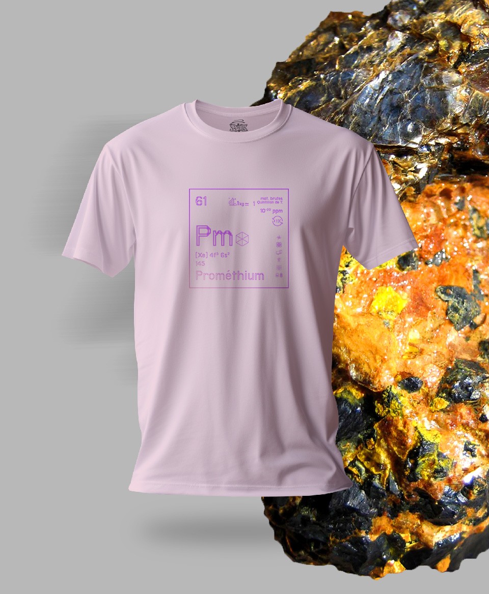 T-shirt rose Terres rares 61 - Pm - Prométhium