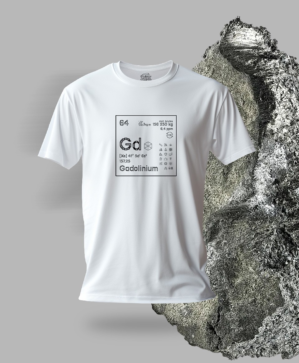 T-shirt blanc Terres rares 64 - Gd - Gadolinium