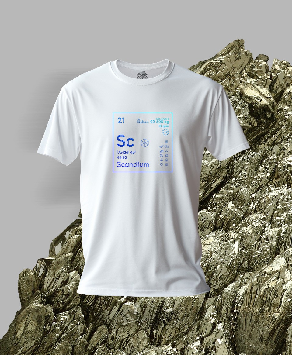 T-shirt blanc Terres rares 21 Sc - Scandium