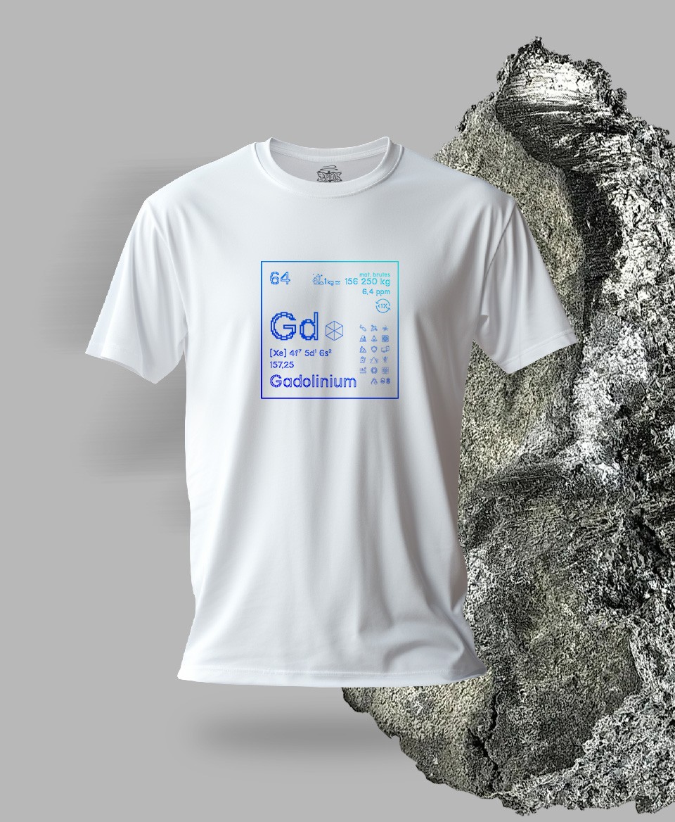 T-shirt blanc Terres rares 64 - Gd - Gadolinium