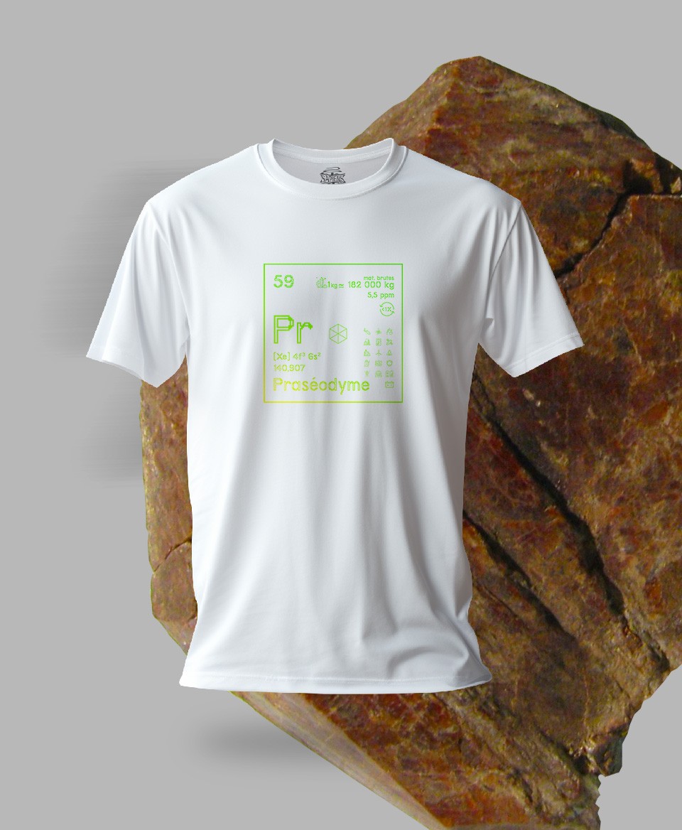 T-shirt blanc Terres rares 59 - Pr - Praséodyme