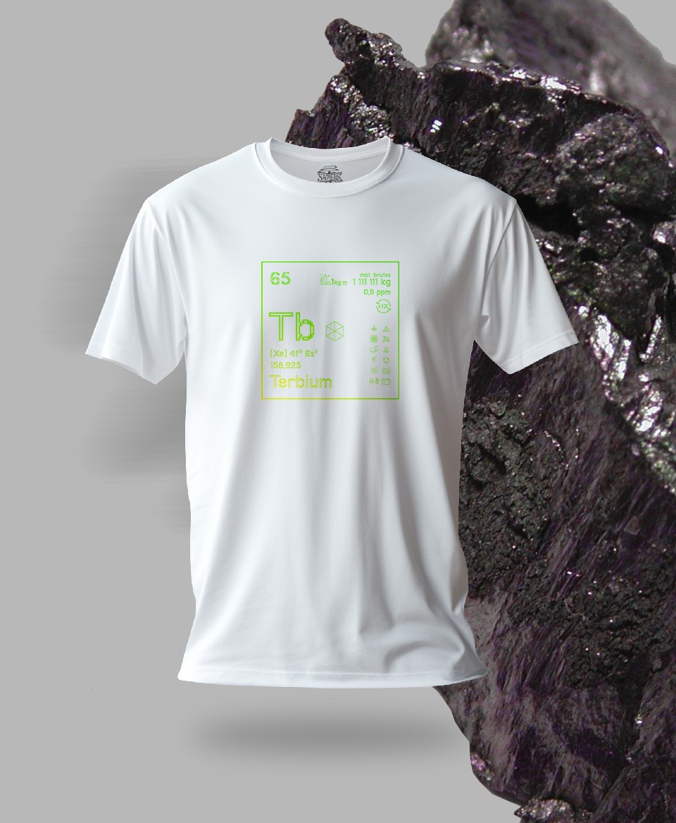 T-shirt blanc Terres rares 65 - Tb - Terbium