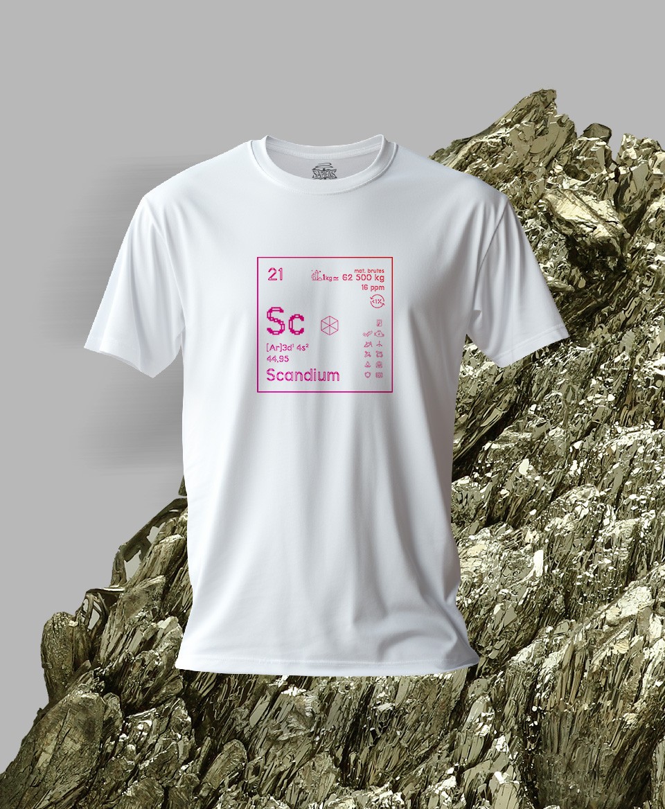 T-shirt blanc Terres rares 21 Sc - Scandium