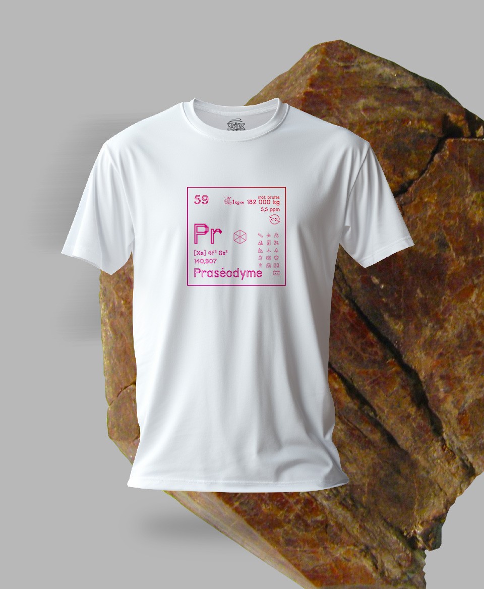 T-shirt blanc Terres rares 59 - Pr - Praséodyme