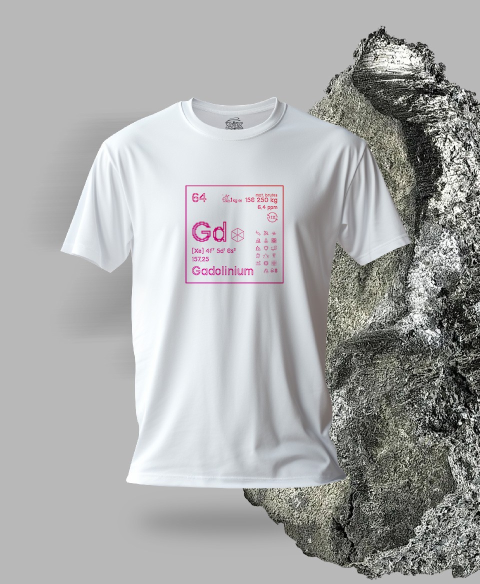 T-shirt blanc Terres rares 64 - Gd - Gadolinium
