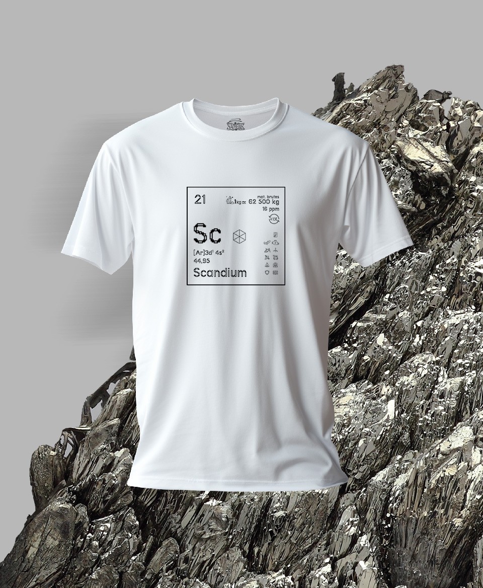 T-shirt blanc Terres rares 21 Sc - Scandium