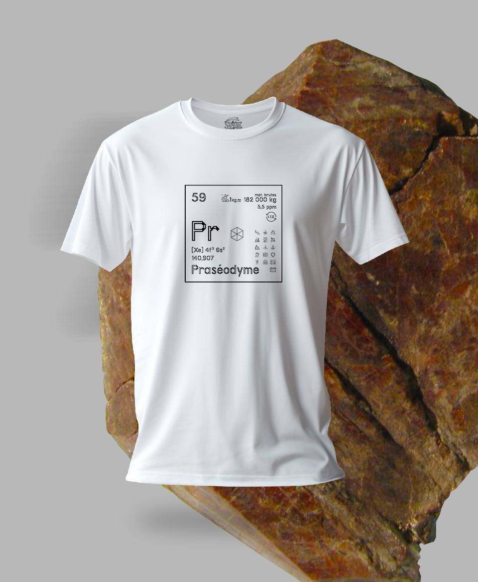 T-shirt blanc Terres rares 59 - Pr - Praséodyme
