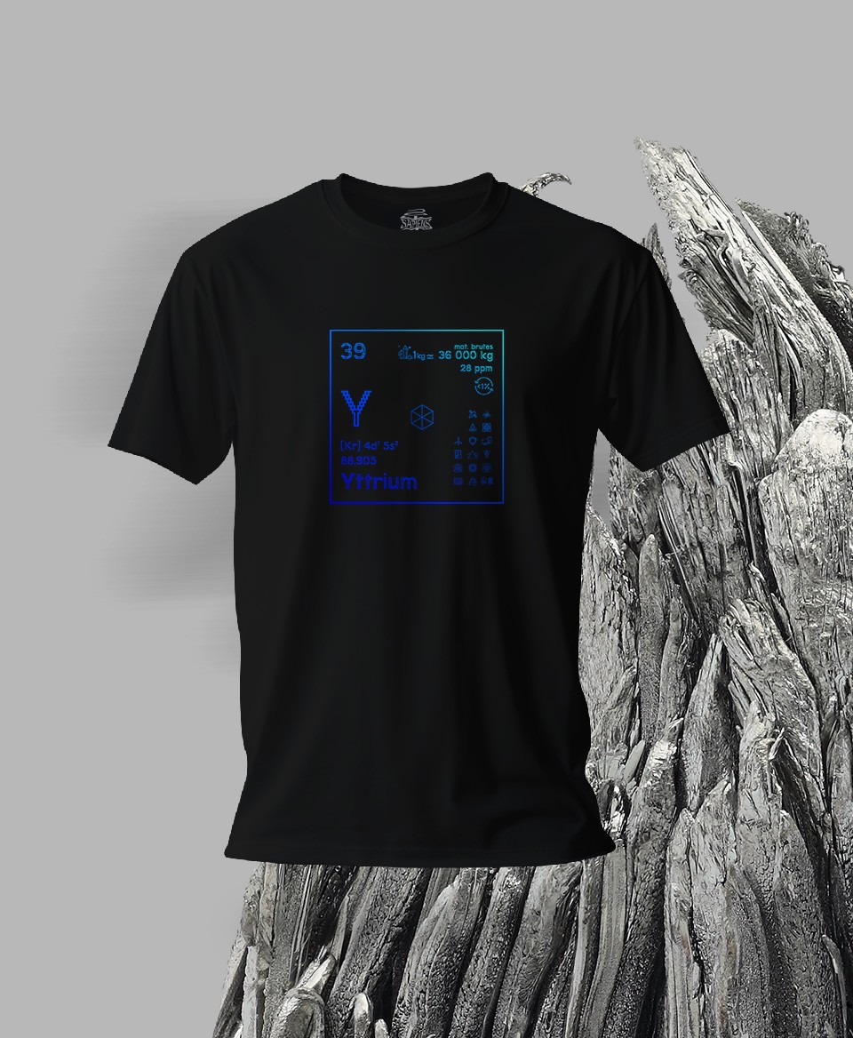 T-shirt noir Terres rares 39 - Y - Yttrium