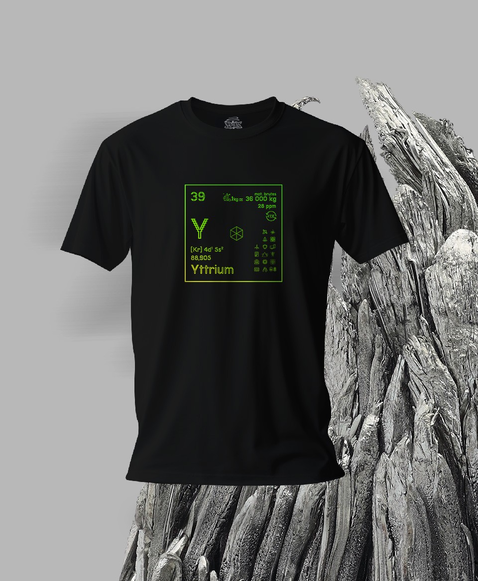 T-shirt noir Terres rares 39 - Y - Yttrium