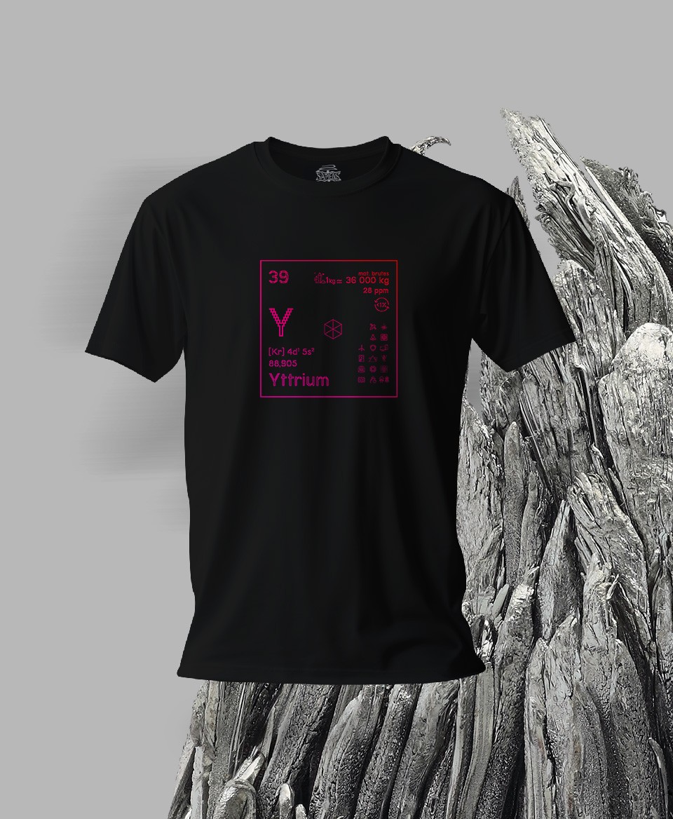 T-shirt noir Terres rares 39 - Y - Yttrium