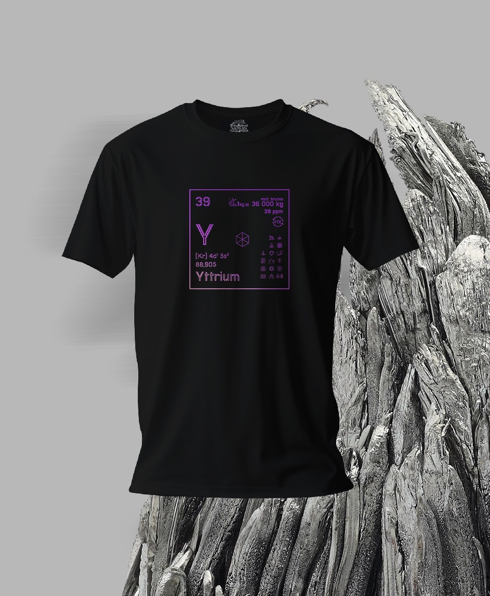 T-shirt noir Terres rares 39 - Y - Yttrium