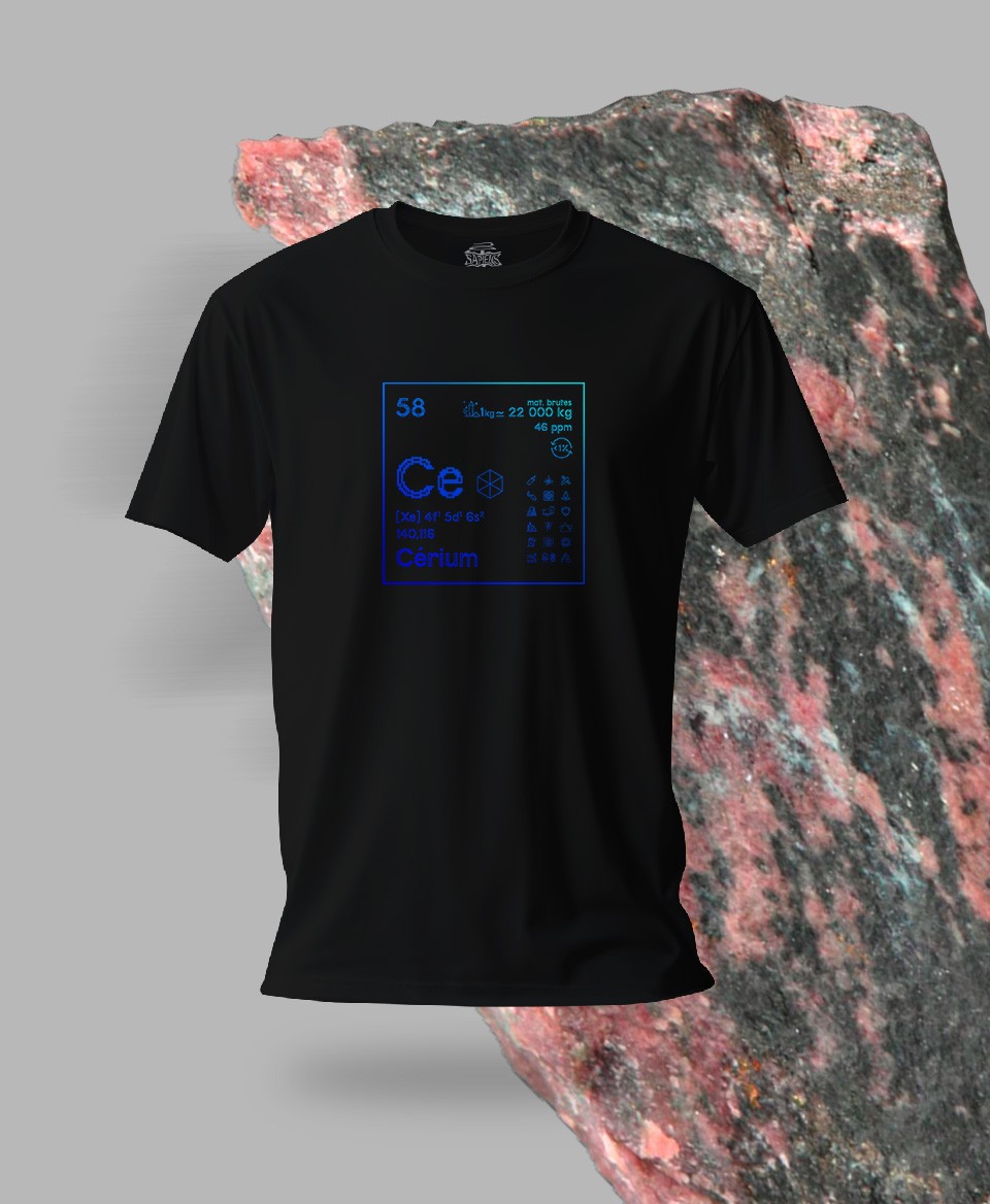 T-shirt noir Terres rares 58 - Ce - Cérium