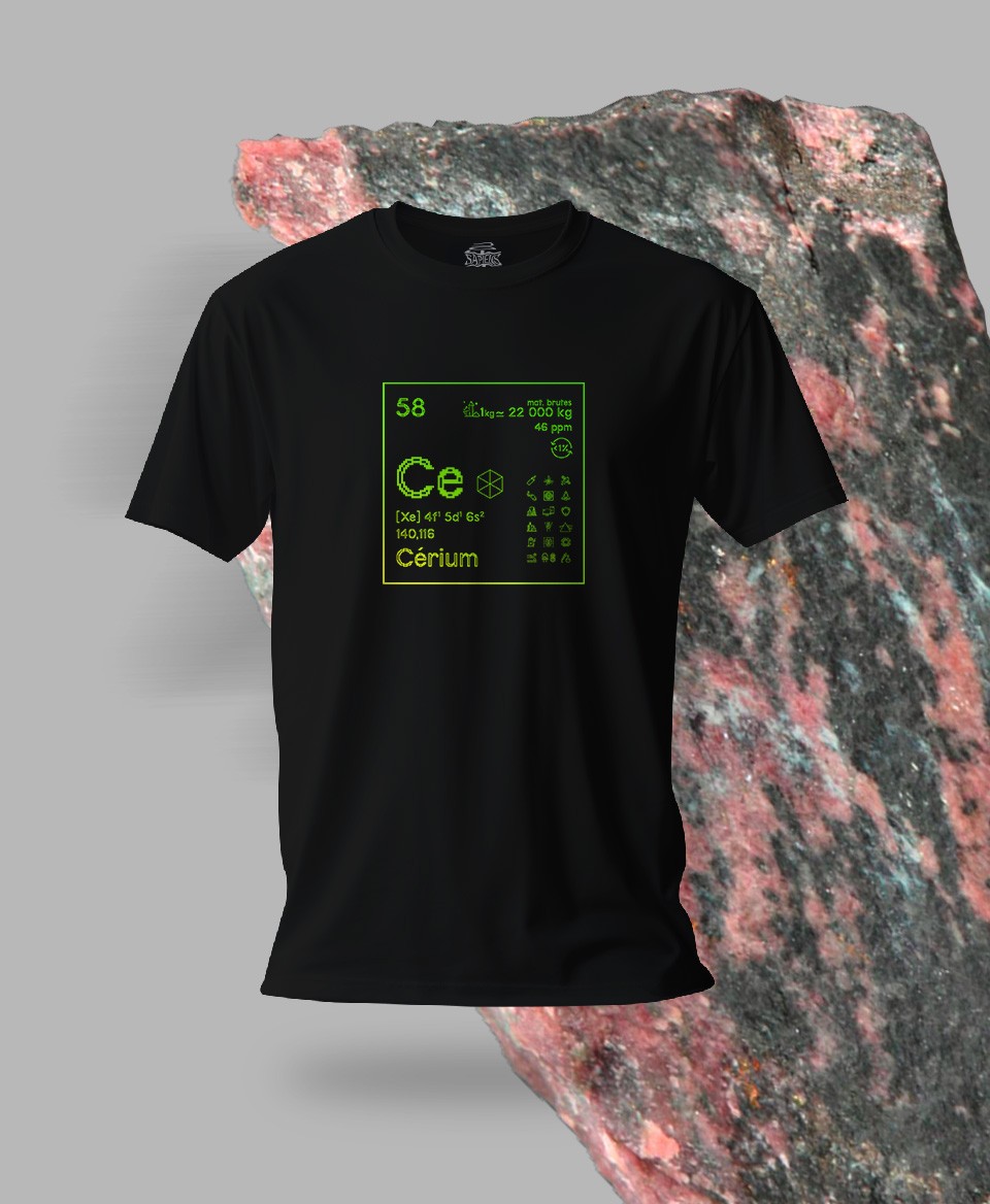 T-shirt noir Terres rares 58 - Ce - Cérium