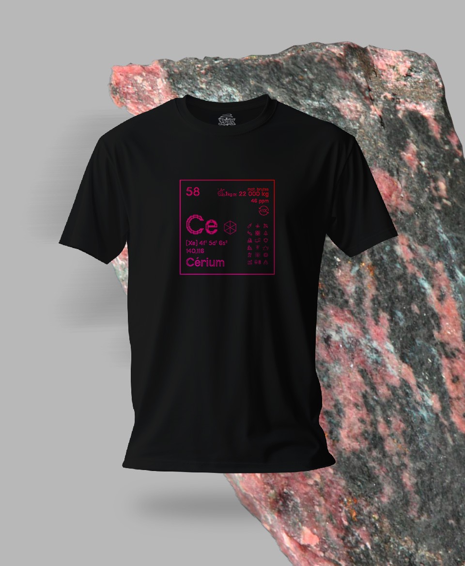 T-shirt noir Terres rares 58 - Ce - Cérium