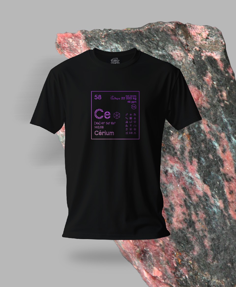 T-shirt noir Terres rares 58 - Ce - Cérium