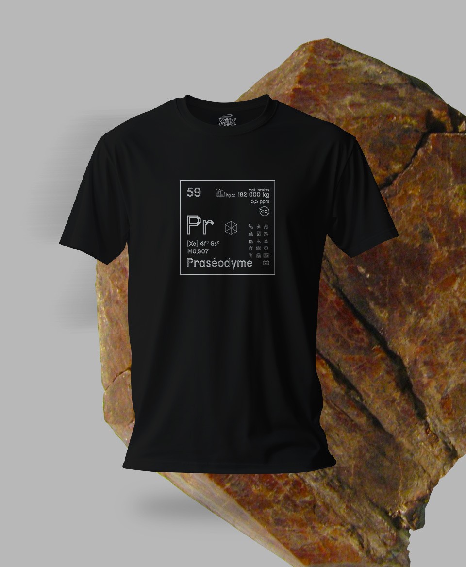 T-shirt noir Terres rares 59 - Pr - Praséodyme